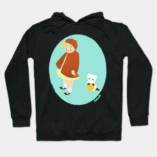 Cute Little Retro Girl with Kitty Cat Kitten Hoodie